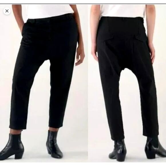NEW! Nili Lotan 2 Slouchy Paris Dress Pants Drop Crotch $490 Cropped Jet Black - Picture 1 of 8